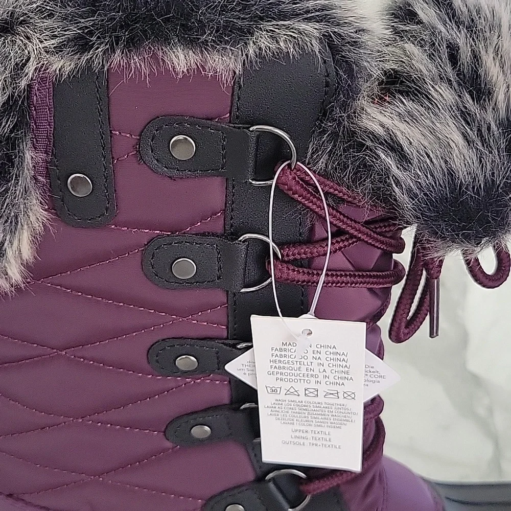 Women's Snow Boots Warm Insulated Faux Fur Lined Waterproof Mid-Calf Winter Boot - Picture 9 of 14